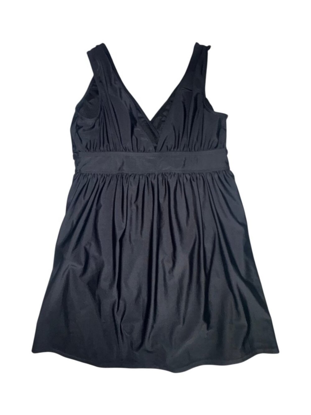 Black Sleeveless One Piece Swimsuit Dress Size L 12/14 - Picture 1 of 8